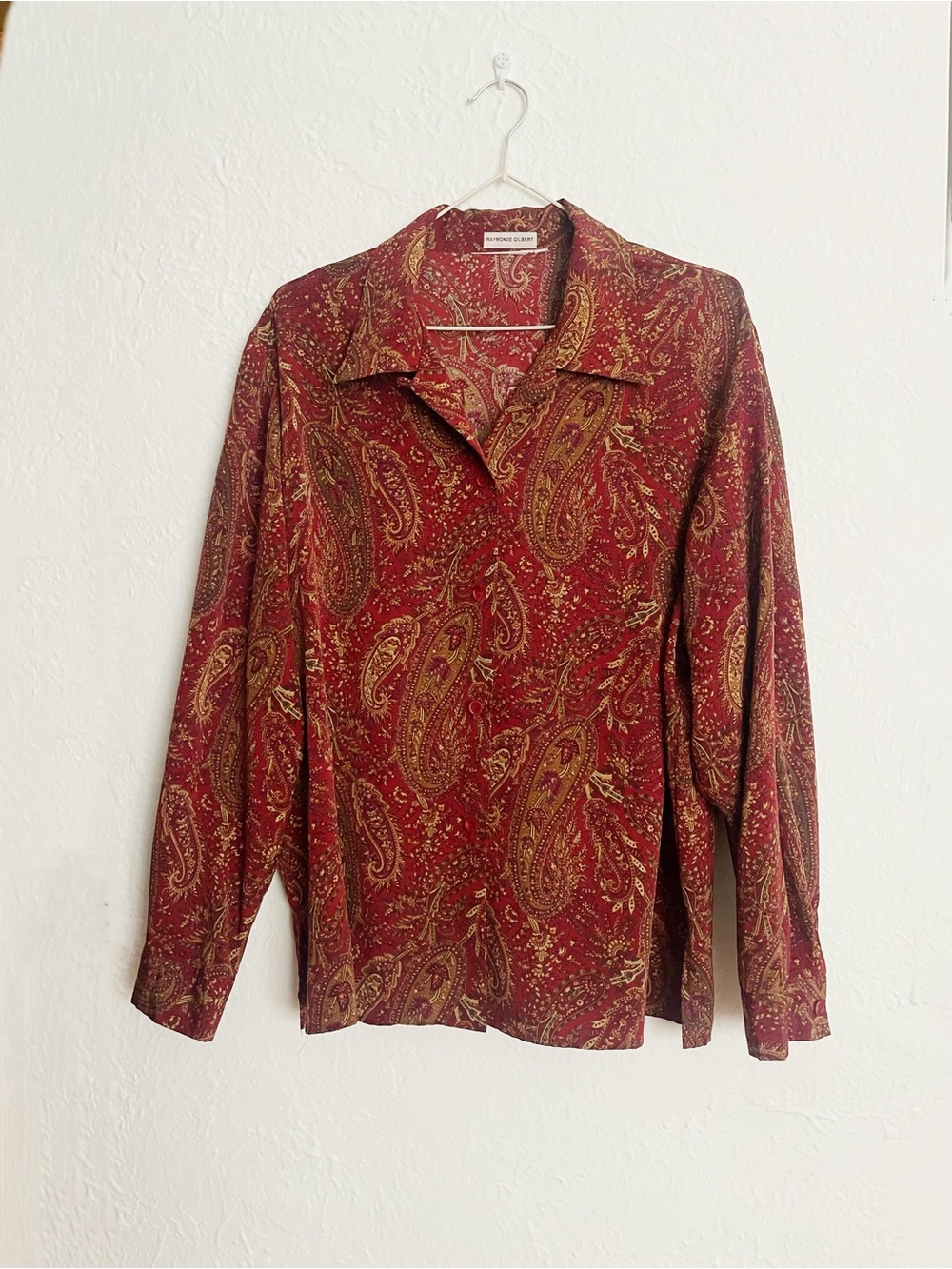Vintage Red Paisley Long-Sleeve Shirt